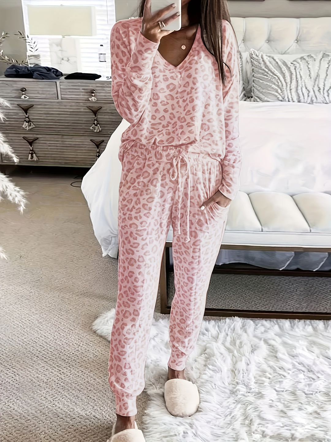 Dames pyjama set | Loungewear dames met luipaardprint
