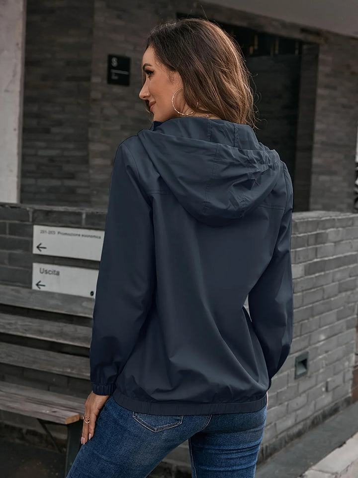 Dames regenjas | Lichtgewicht windproof jas met capuchon en rits