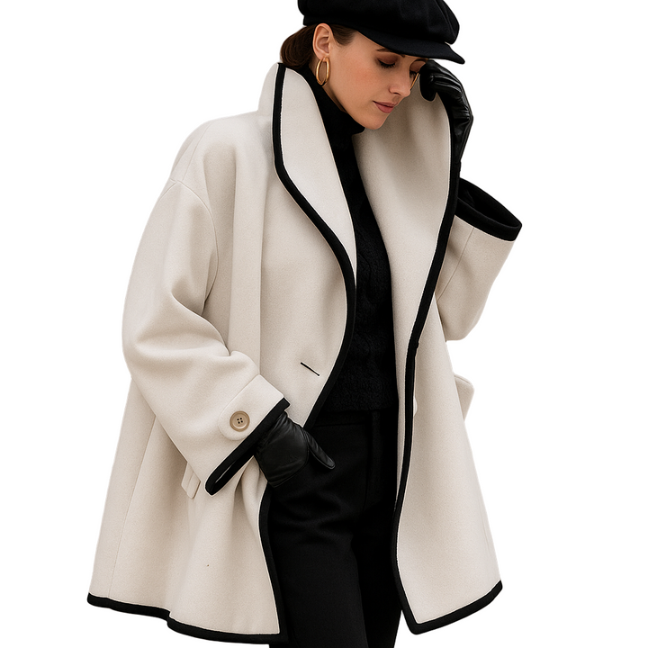 Oversized dames trenchcoat met contrasterende bies