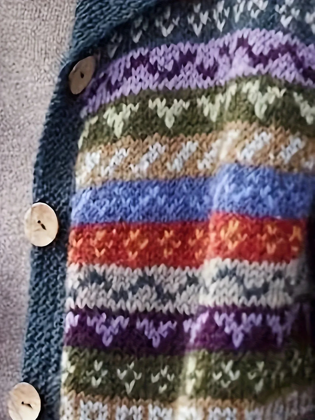 Dames vest | Gebreide trui met fair isle patroon en knopen