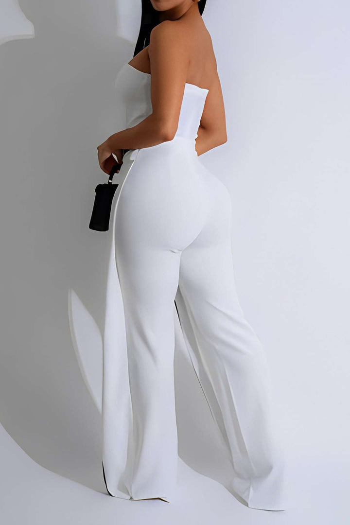 Elegante mouwloze jumpsuit met hoge taille en flatterende pasvorm