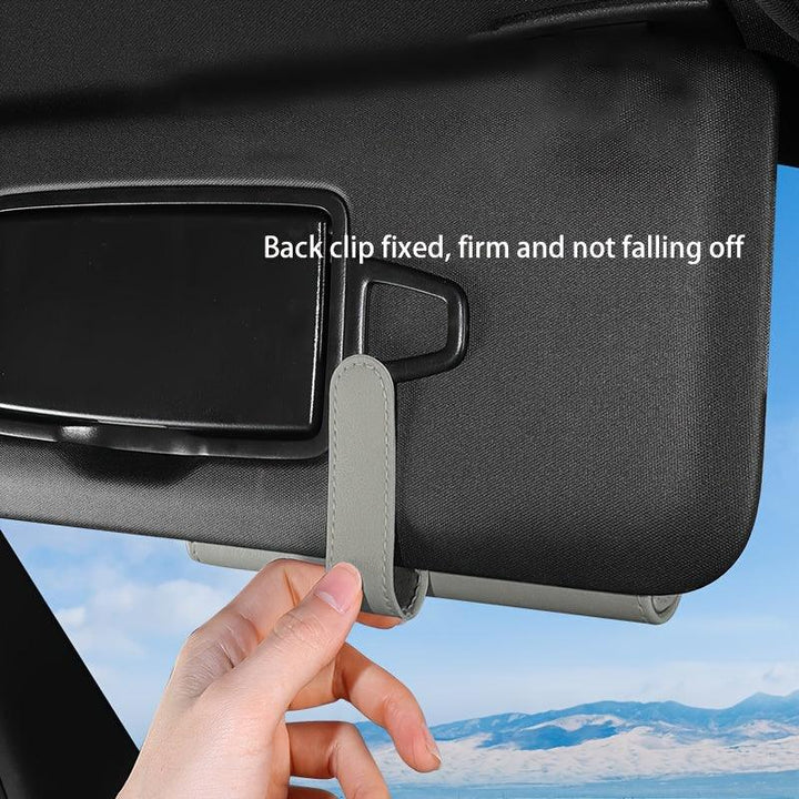 Auto brilhouder | Leren look zonnebril clip met stiksel detail