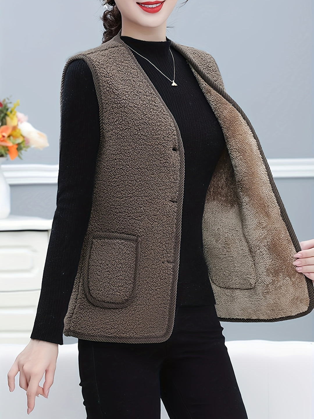 Dames vest | Puffer vest met fleece voering