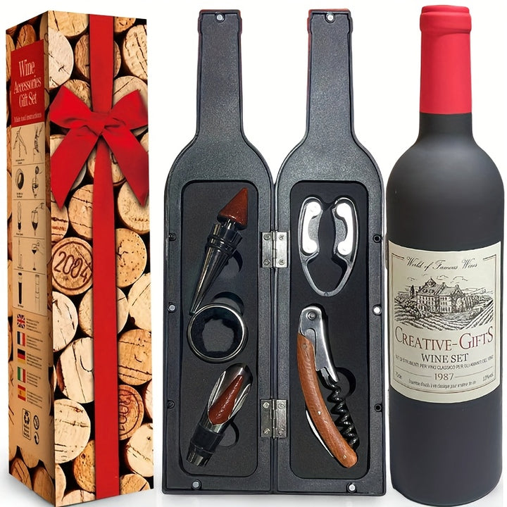 Wijn cadeau set | 5-delige wijnaccessoires in flesvorm