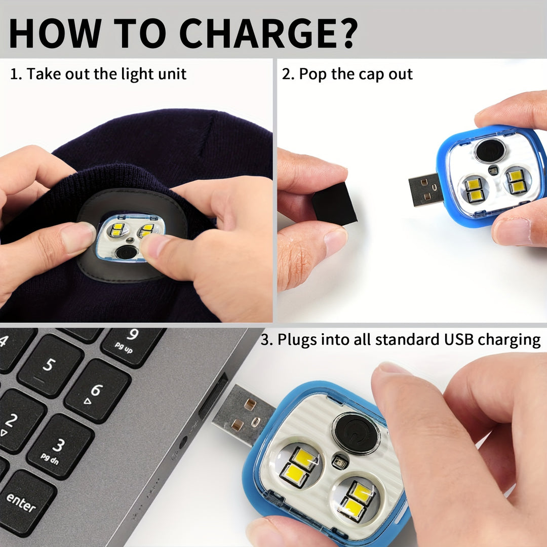 Unisex Wintermuts met Ingebouwde LED Lamp – Oplaadbare Verlichte Beanie voor Buitenactiviteiten