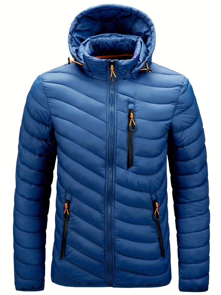 Heren donsjas | Warme winterjas met capuchon en rits