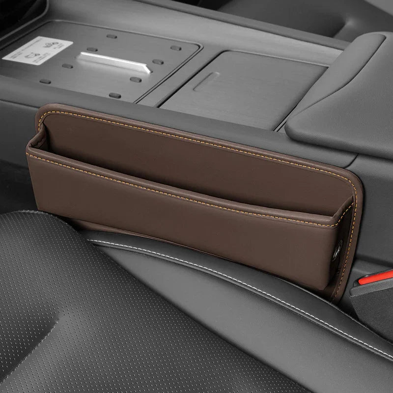 Auto stoel organizer | Leren opbergbox met vakken en kaarthouder