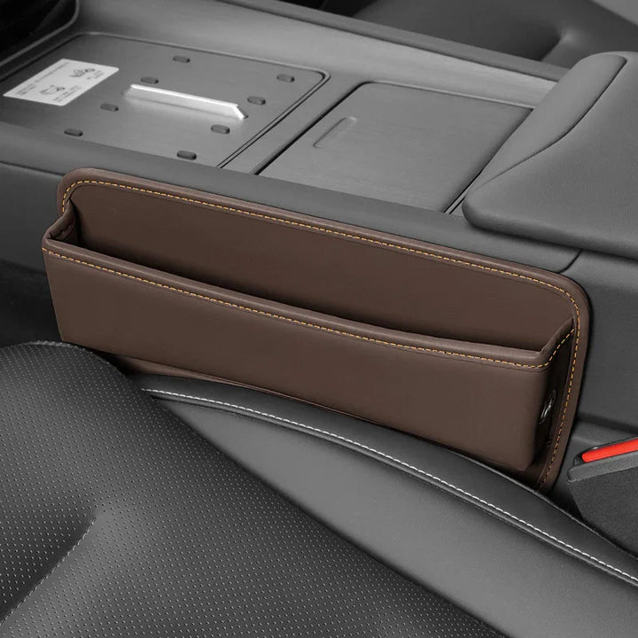 Auto stoel organizer | Leren opbergbox met vakken en kaarthouder