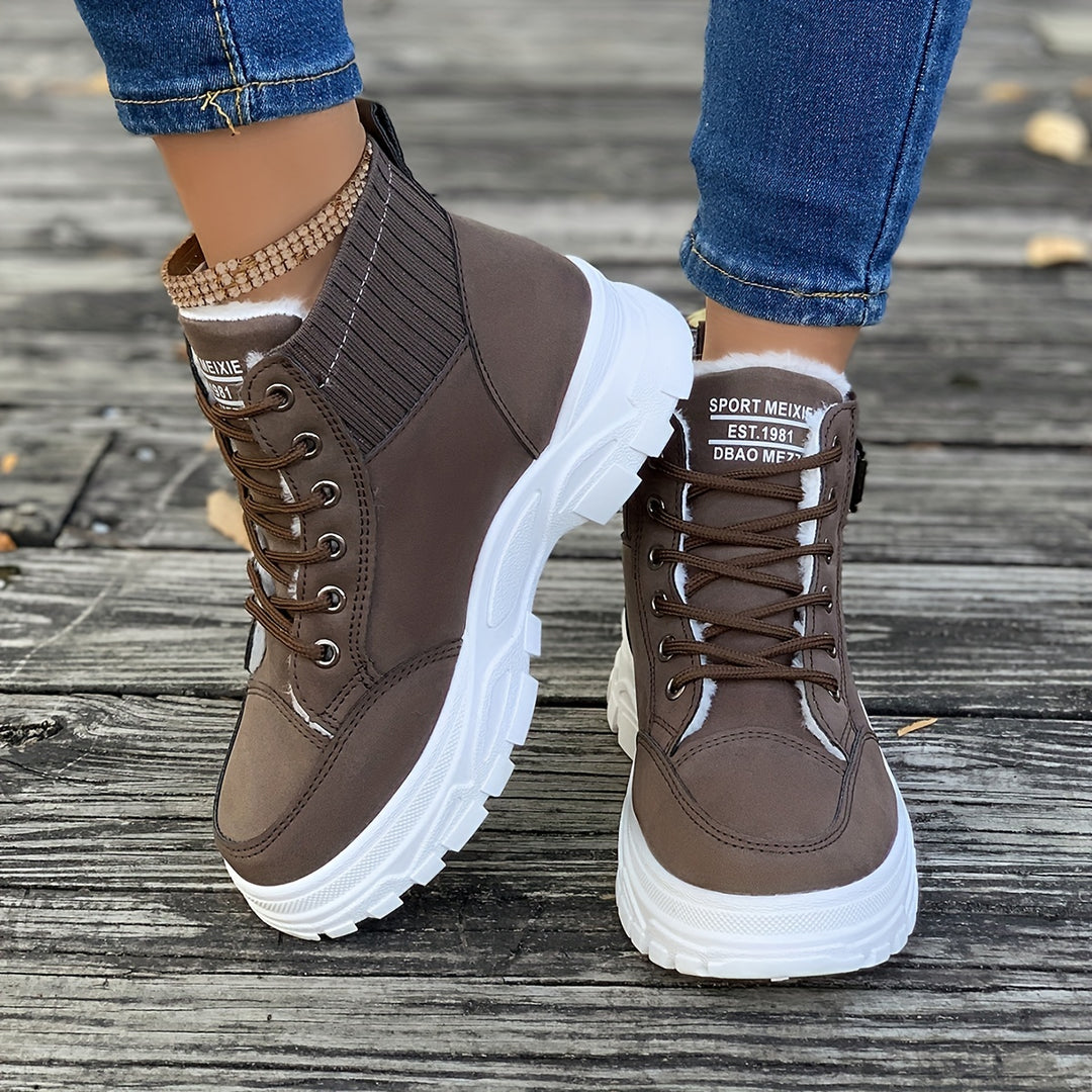 Dames winter boots | Warme snowboots met bont en dikke zool