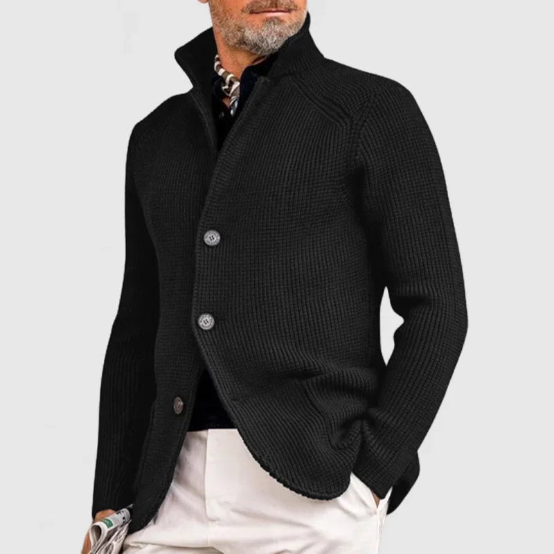 Elegante heren cardigan | Gebreide blazerstijl met knopen en opstaande kraag
