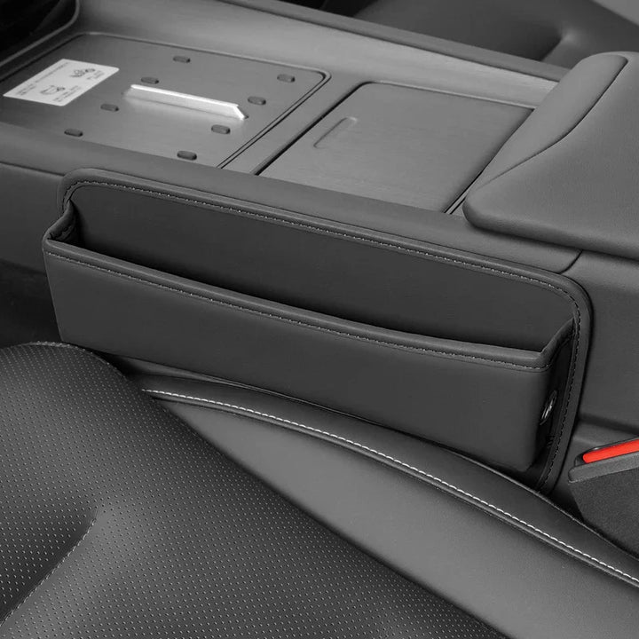 Auto stoel organizer | Leren opbergbox met vakken en kaarthouder