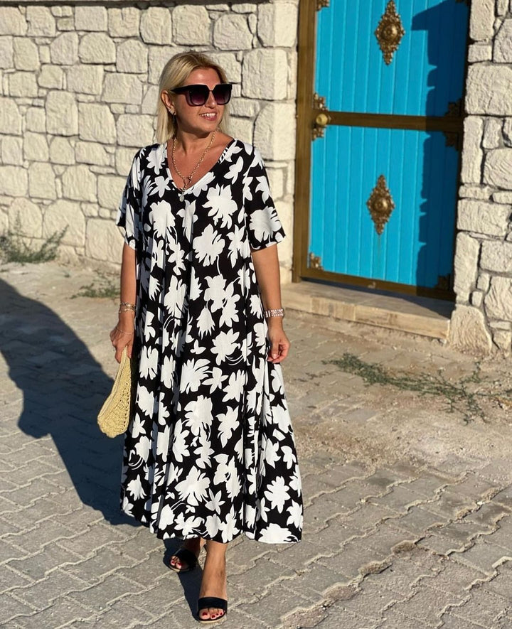 Midi Jurk voor Dames – Elegante Pasvorm met Print