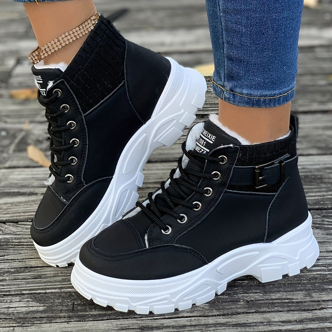 Dames winter boots | Warme snowboots met bont en dikke zool