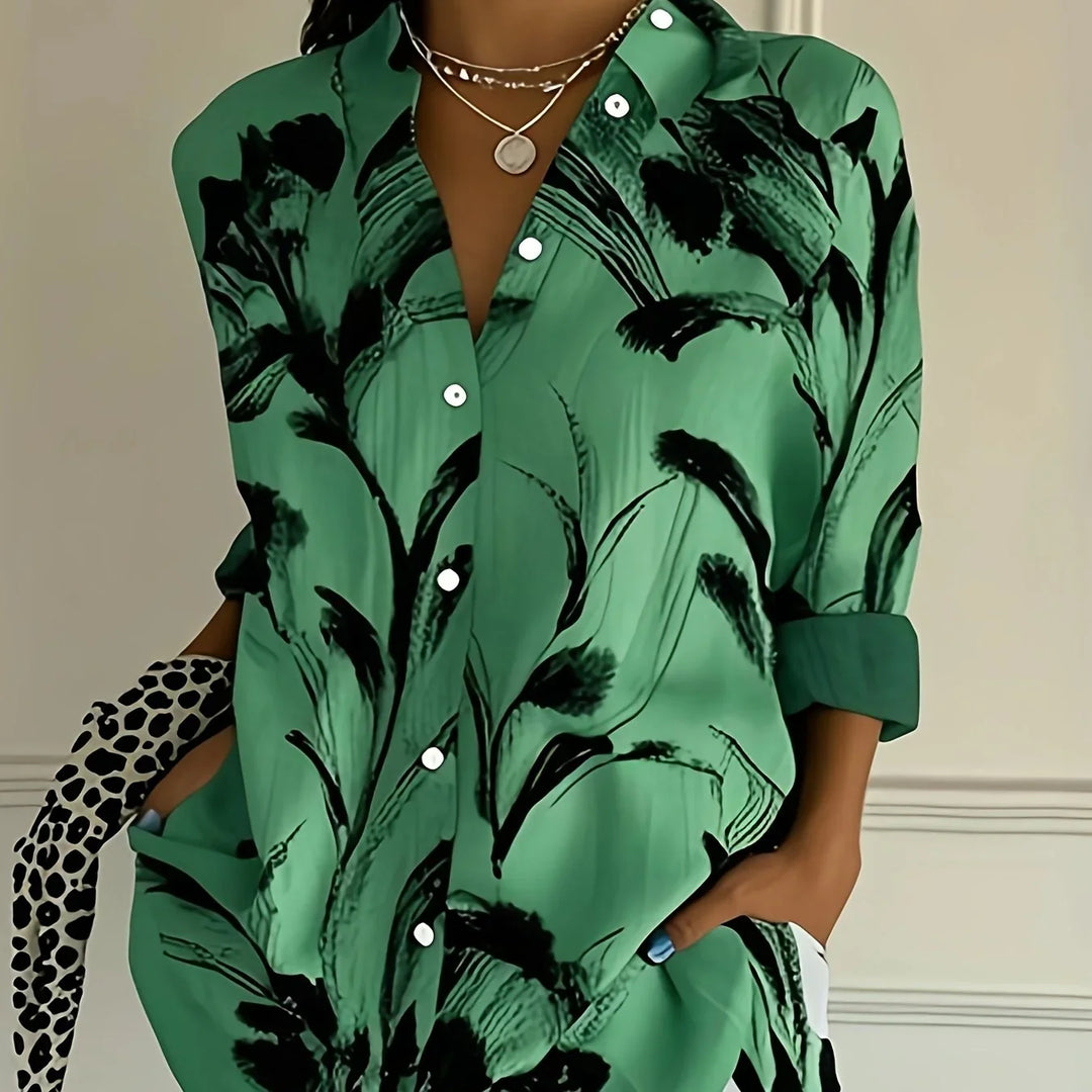 Dames blouse | Bloemenprint shirt met knopen en lange mouw