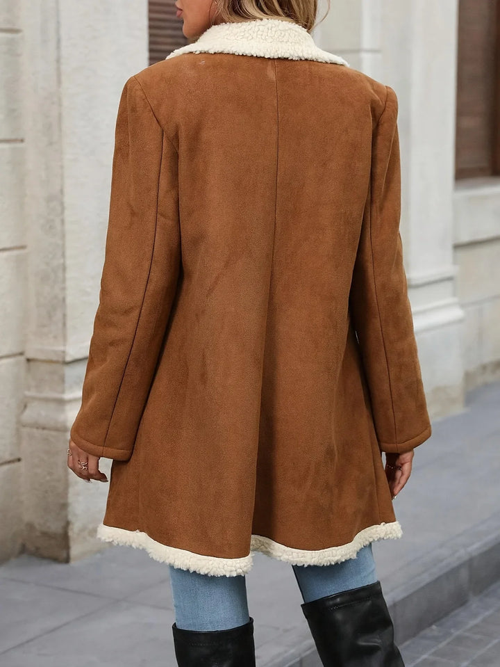 Dames winterjas | Bruine teddy coat met warme voering