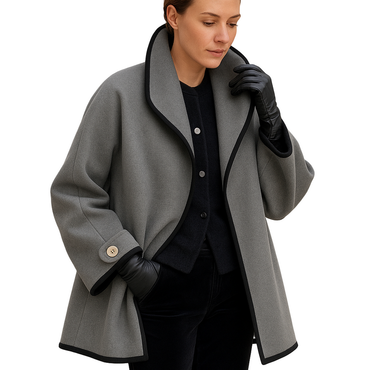 Oversized dames trenchcoat met contrasterende bies