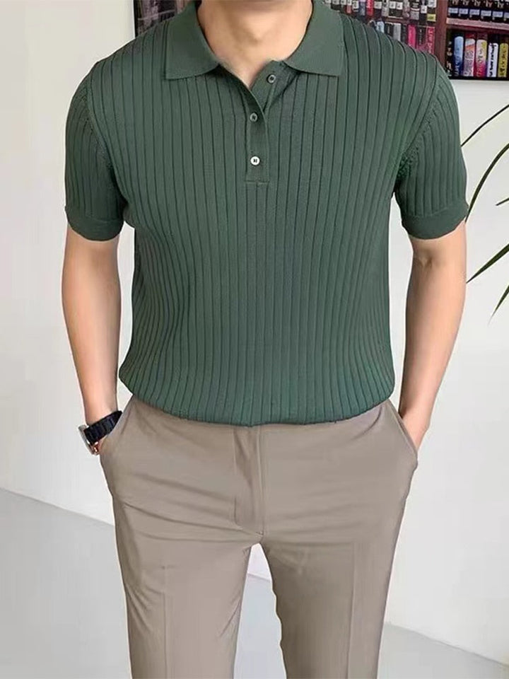 Rib Polo Shirt | Heren polo met korte mouw en knoopsluiting