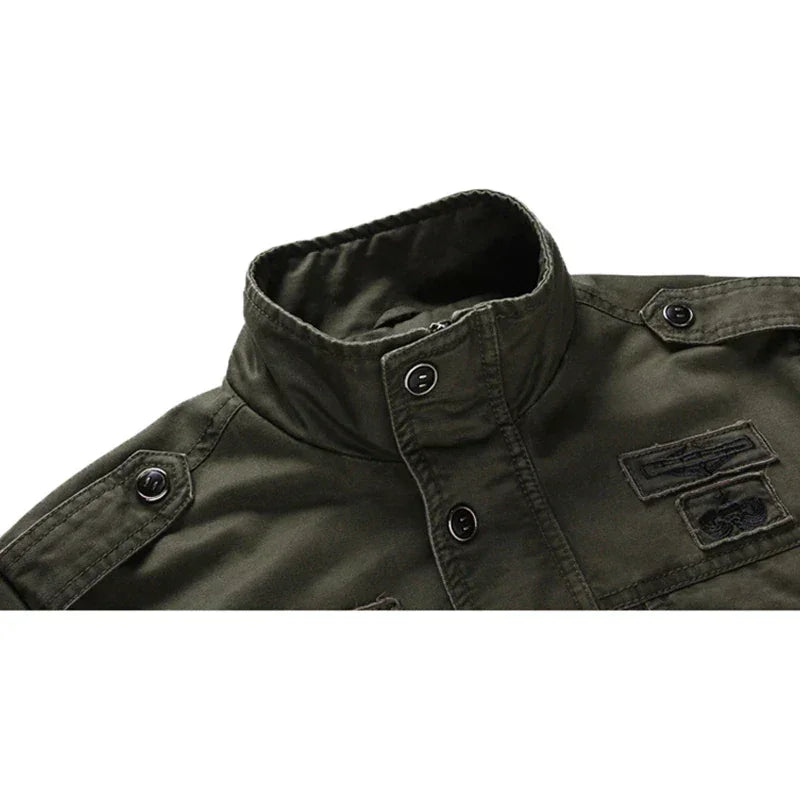Heren jas | Military style winterjas met opstaande kraag groen