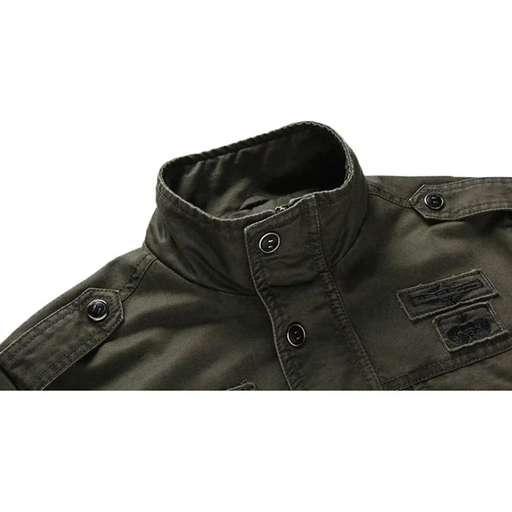 Heren jas | Military style winterjas met opstaande kraag groen