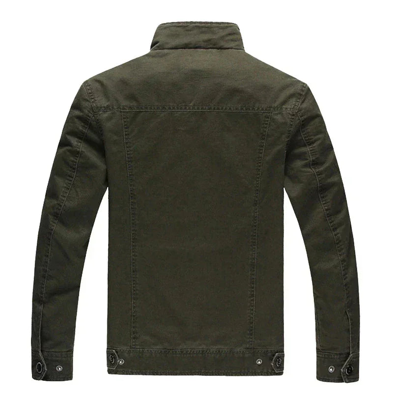Heren jas | Military style winterjas met opstaande kraag groen