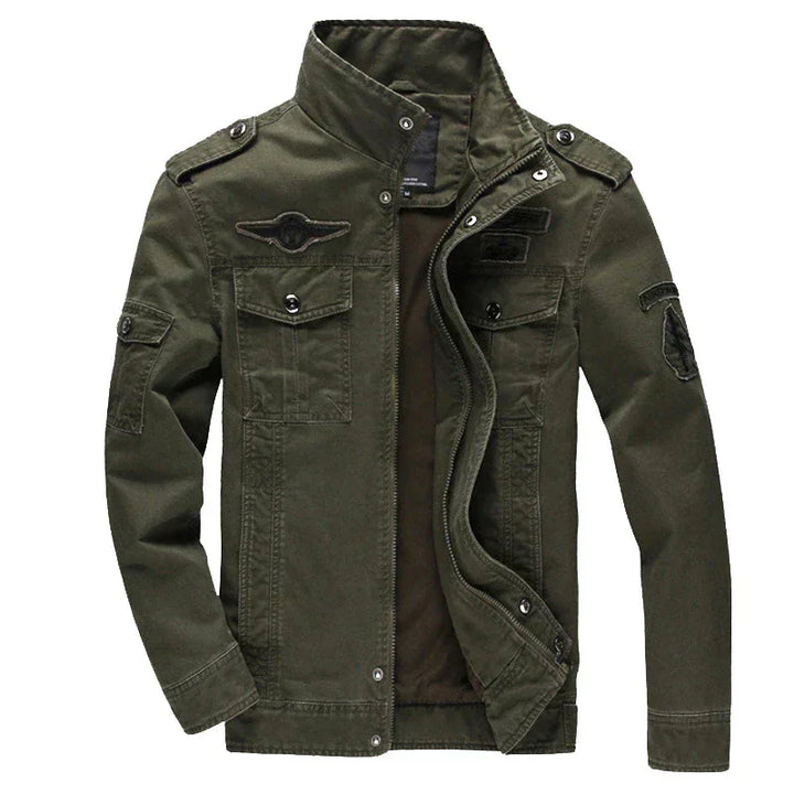 Heren jas | Military style winterjas met opstaande kraag groen