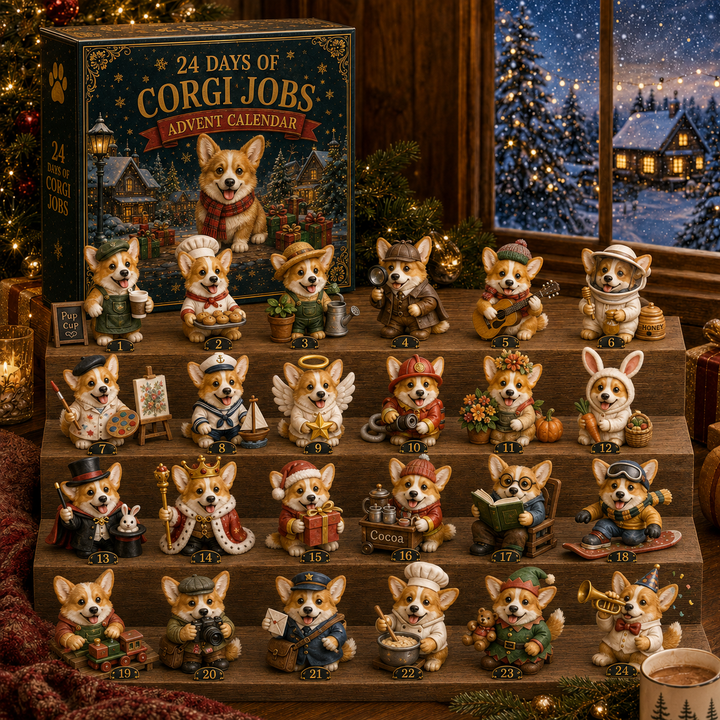 Adventskalender 2026 | 24 unieke corgi hondenfiguurtjes