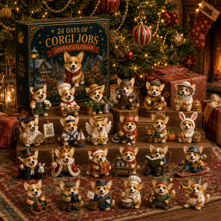 Adventskalender 2026 | 24 unieke corgi hondenfiguurtjes