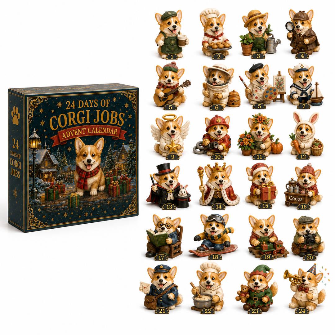 Adventskalender 2026 | 24 unieke corgi hondenfiguurtjes