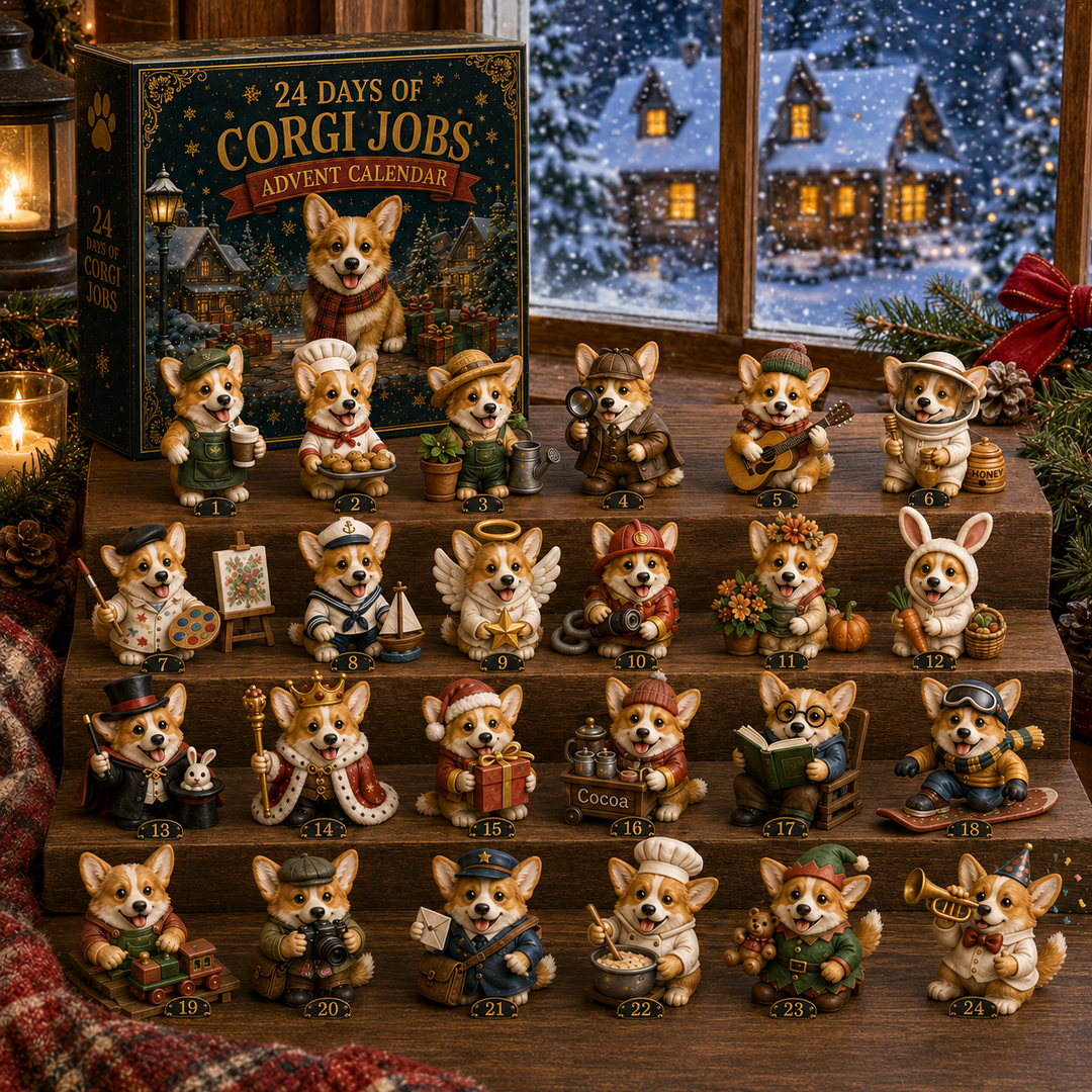 Adventskalender 2026 | 24 unieke corgi hondenfiguurtjes