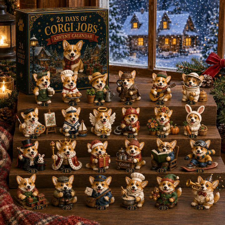 Adventskalender 2026 | 24 unieke corgi hondenfiguurtjes