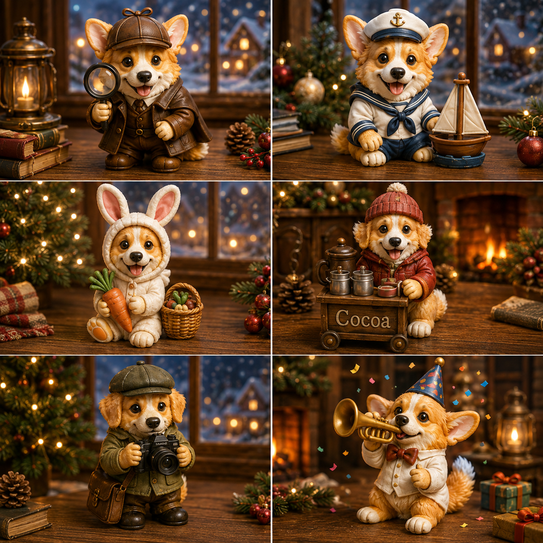 Adventskalender 2026 | 24 unieke corgi hondenfiguurtjes