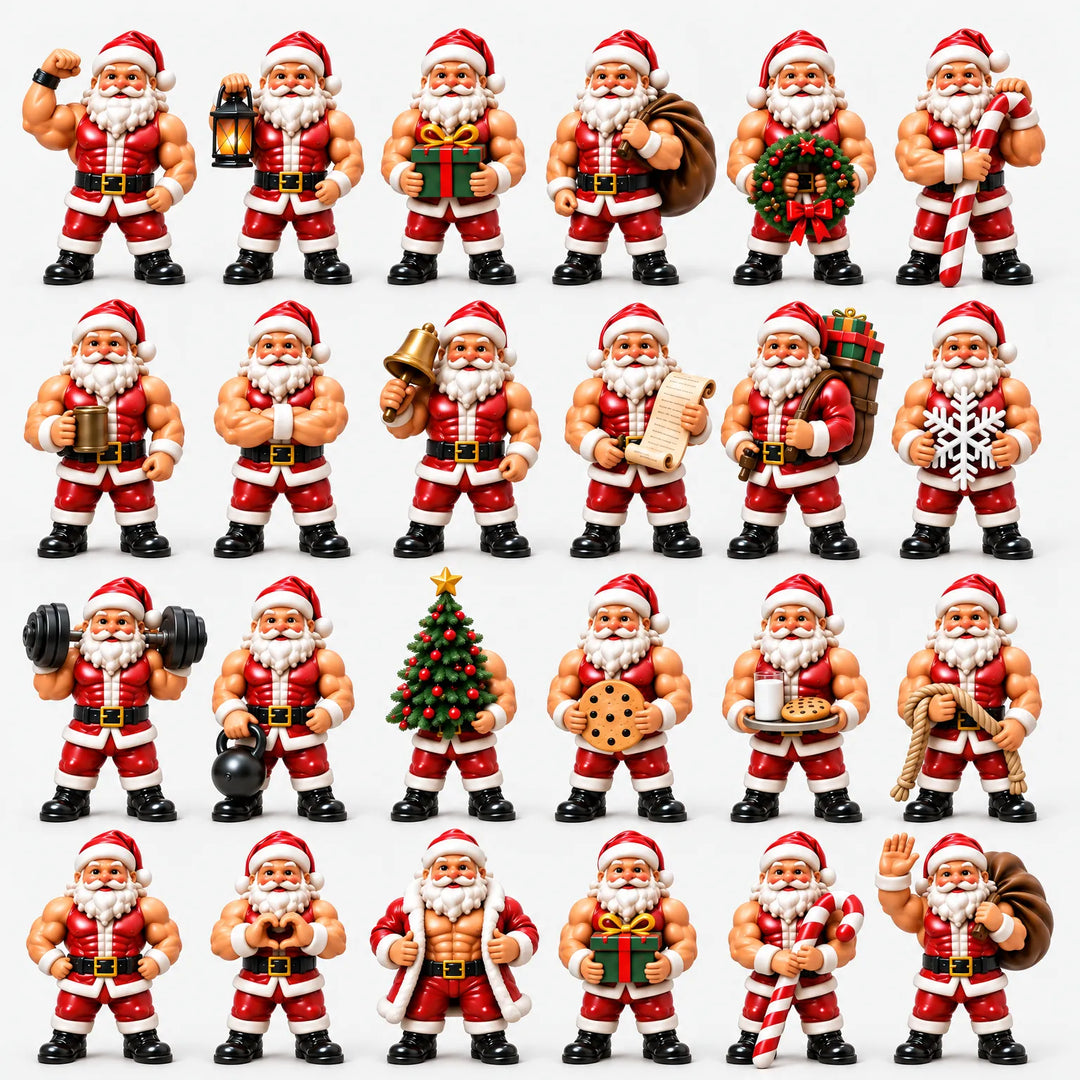 Adventskalender fitness 2026 | 24 grappige kerstmannen