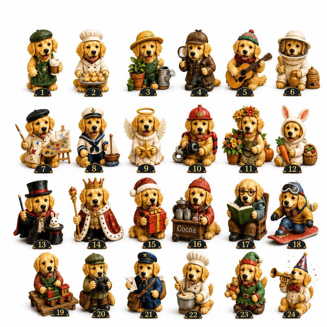 Adventskalender golden retriever 2026 | 24 hondenfiguurtjes
