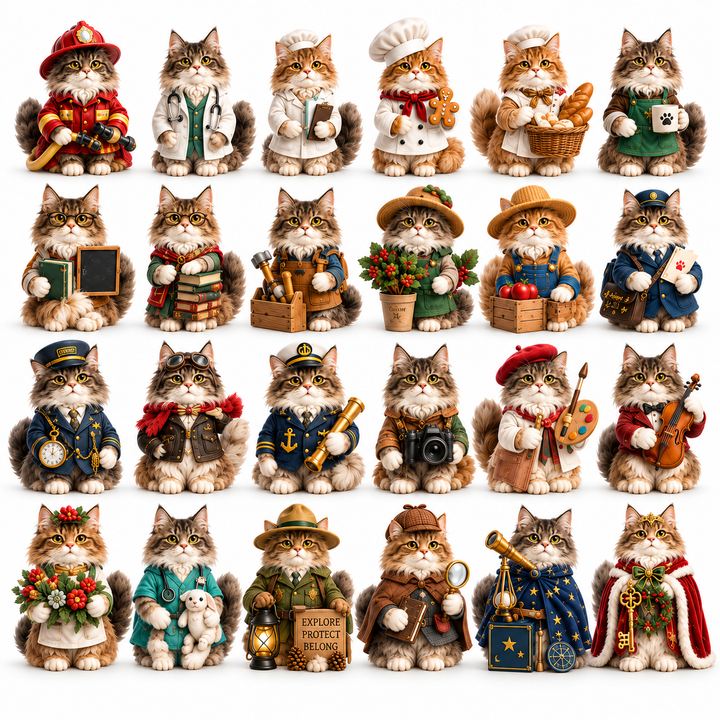 Adventskalender katten 2026 | 24 Maine Coon figuurtjes