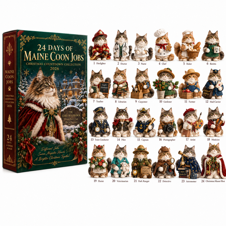 Adventskalender katten 2026 | 24 Maine Coon figuurtjes