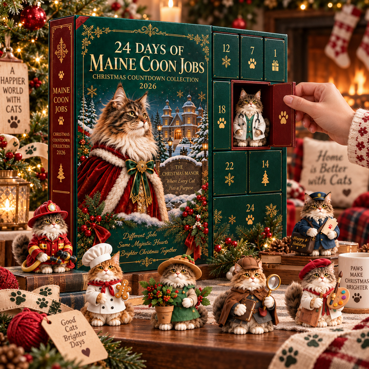 Adventskalender katten 2026 | 24 Maine Coon figuurtjes
