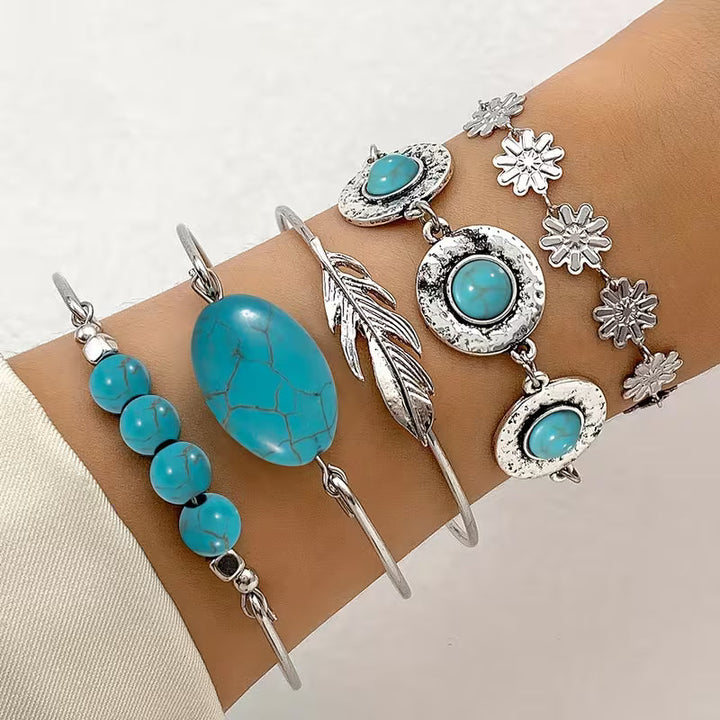 Armband dames | Boho armbandenset met natuursteen details