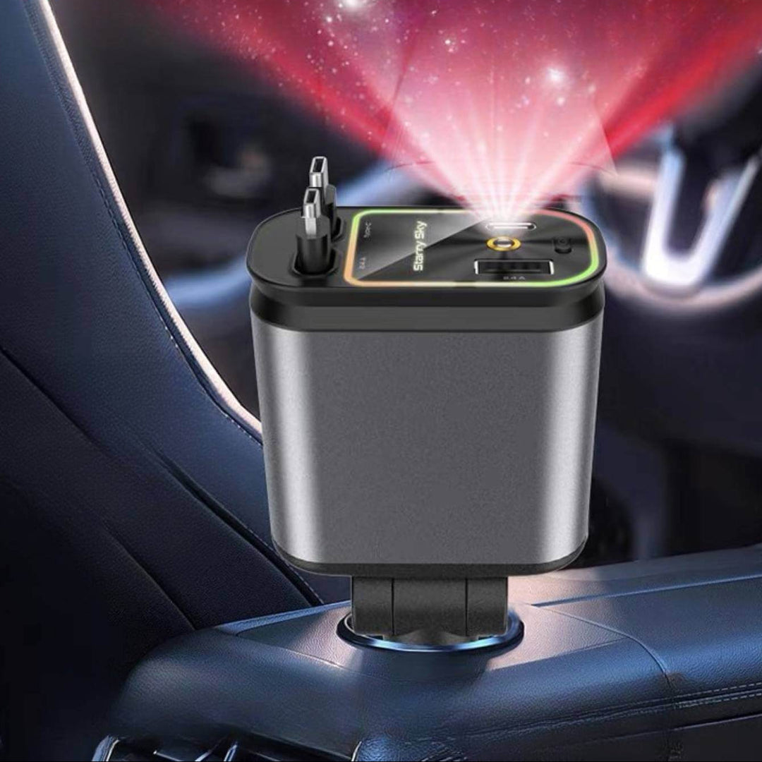 Auto oplader | 120w snellader met rgb sterrenprojector