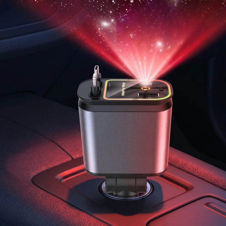 Auto oplader | 120w snellader met rgb sterrenprojector