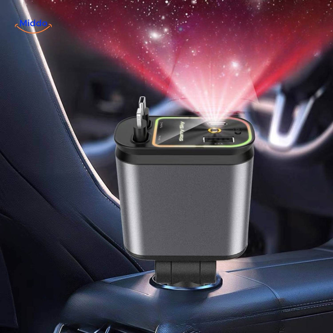 Auto oplader | 120w snellader met rgb sterrenprojector