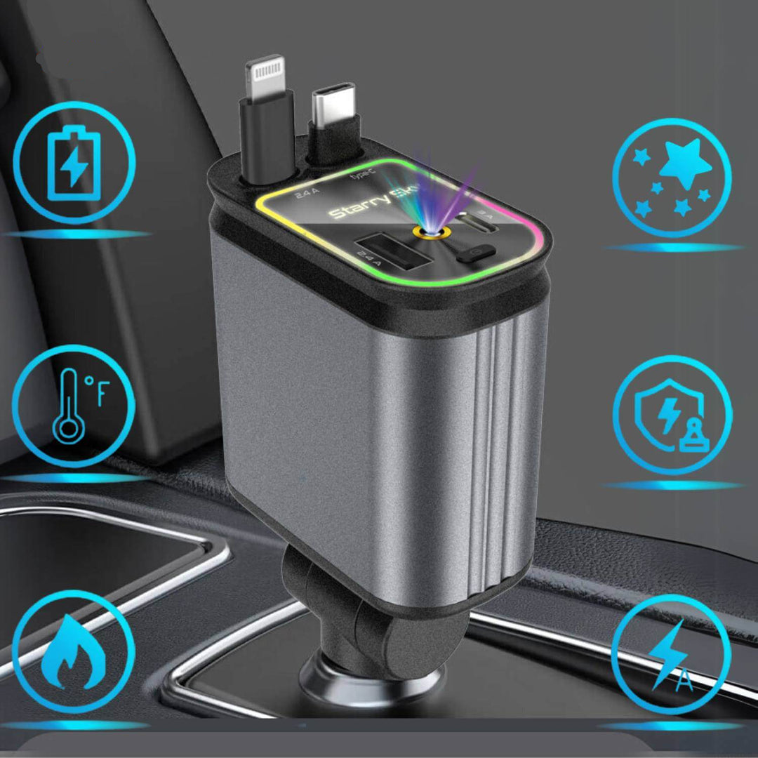 Auto oplader | 120w snellader met rgb sterrenprojector
