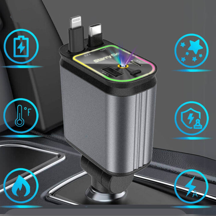 Auto oplader | 120w snellader met rgb sterrenprojector