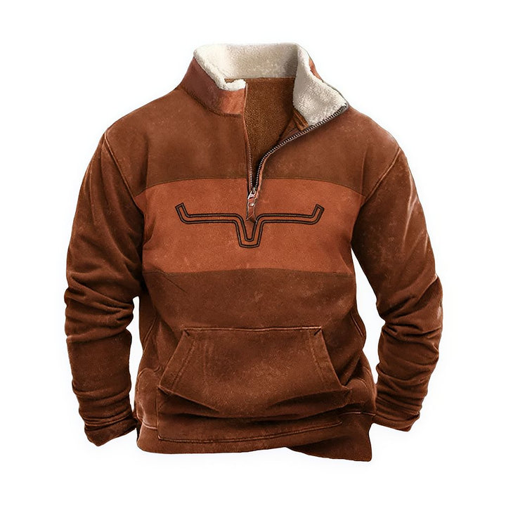 AztecZip | Heren zip-up trui met relaxed fit en westernaccent