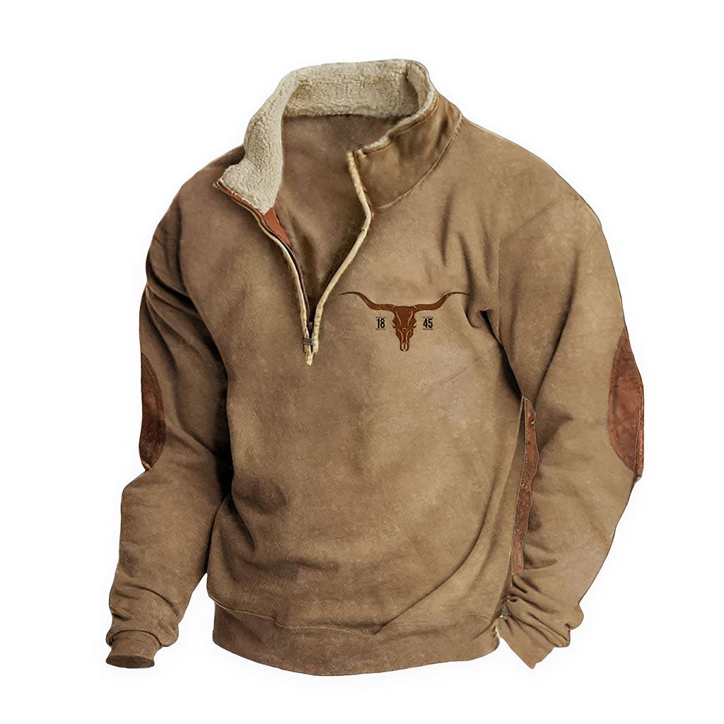 AztecZip | Heren zip-up trui met relaxed fit en westernaccent