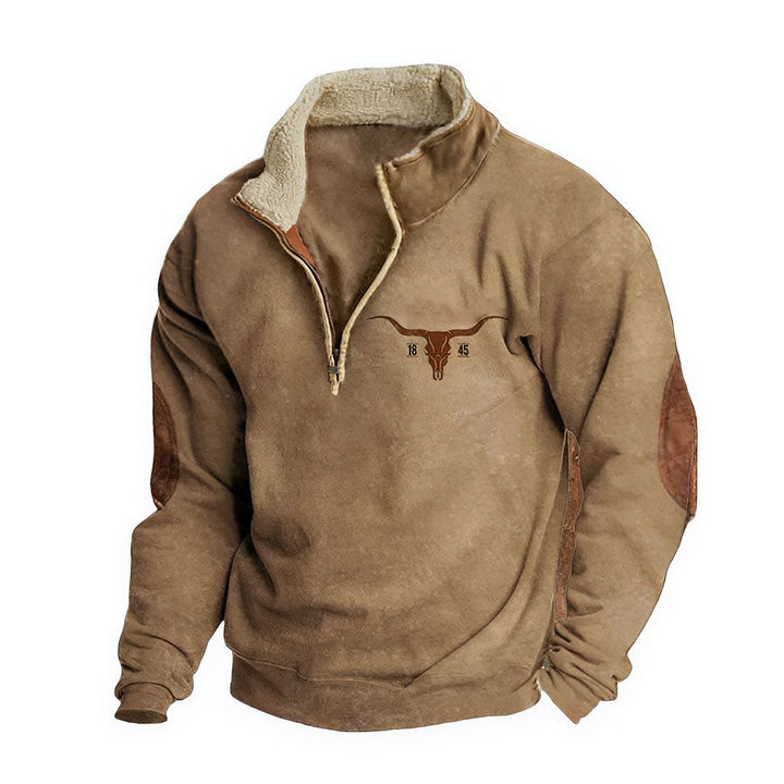 AztecZip | Heren zip-up trui met relaxed fit en westernaccent