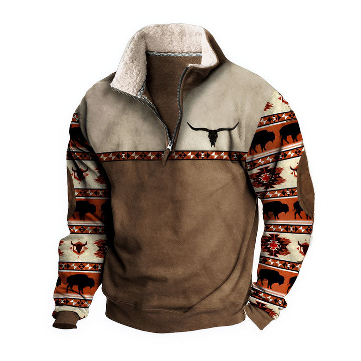 AztecZip | Heren zip-up trui met relaxed fit en westernaccent