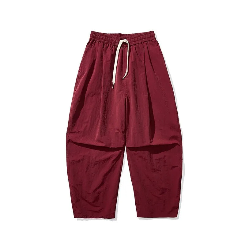 Baggy parachutebroek heren | Wijde broek met elastische tailleband