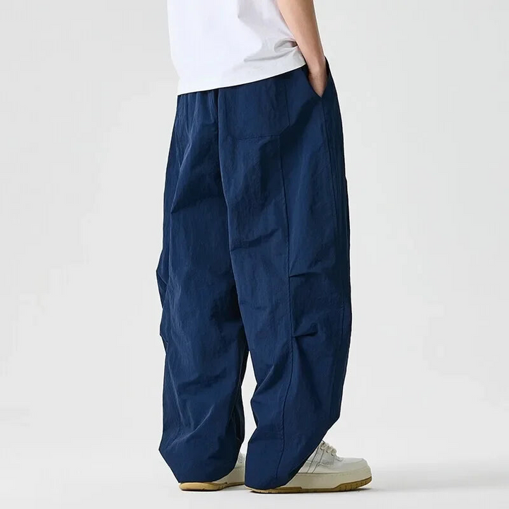 Baggy parachutebroek heren | Wijde broek met elastische tailleband