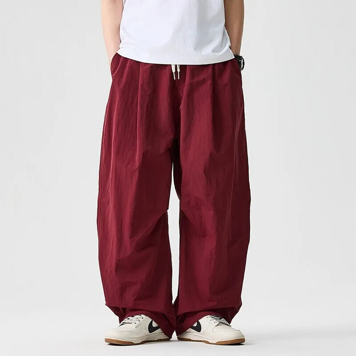 Baggy parachutebroek heren | Wijde broek met elastische tailleband