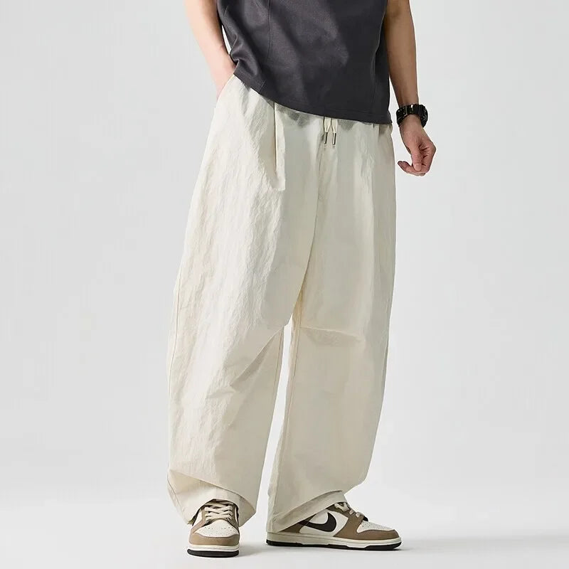 Baggy parachutebroek heren | Wijde broek met elastische tailleband